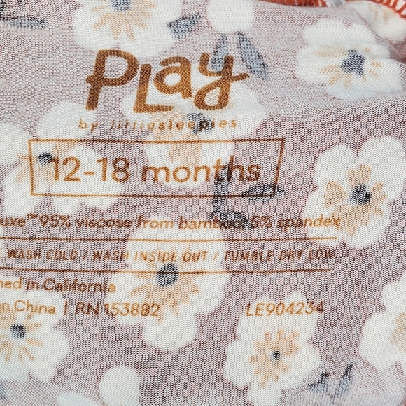 Play By Little Sleepies Skirted Short Brown Floral Baby Girls 12-18 Months - Picture 4 of 4